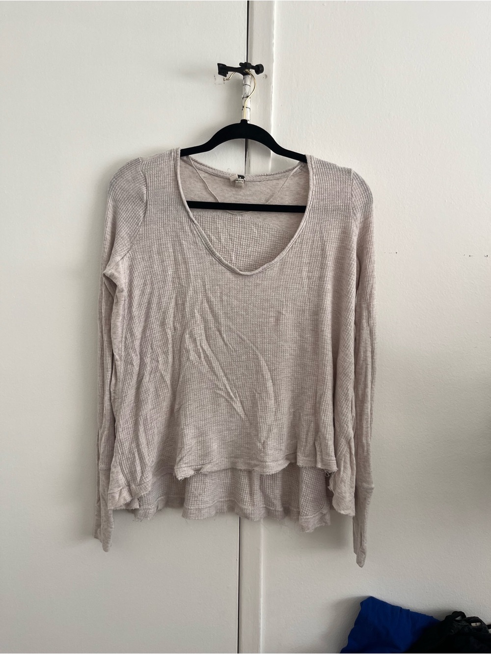 We The Free Waffle Knit Long Sleeve Top in Light Taupe
